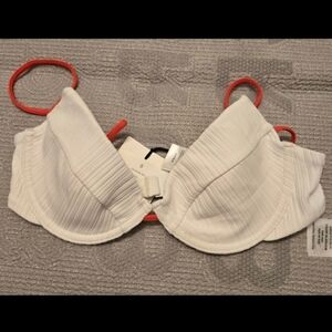 Onia White Ribbed Swim Bikini Johana Top Small New With Tags Top Only